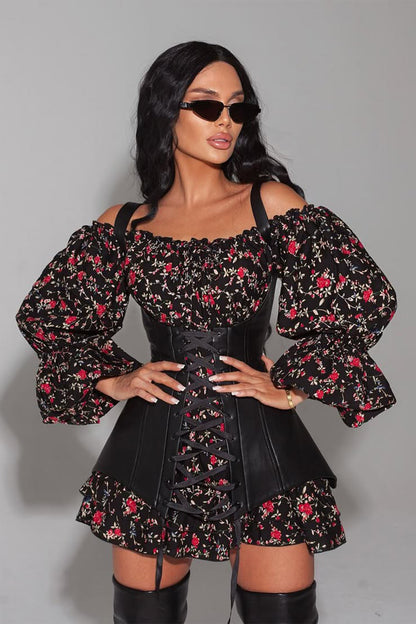 Emma Floral Printed Corset Mini Dress