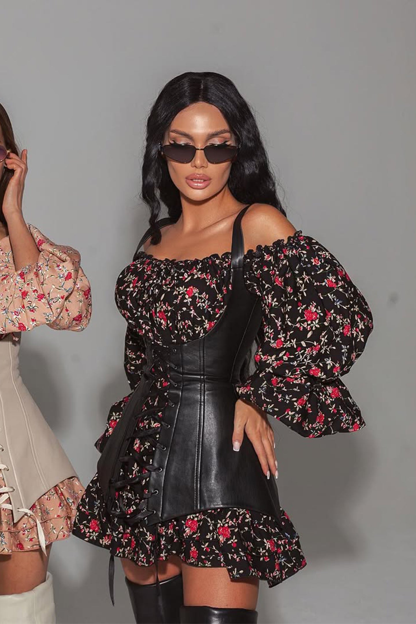 Emma Floral Printed Corset Mini Dress