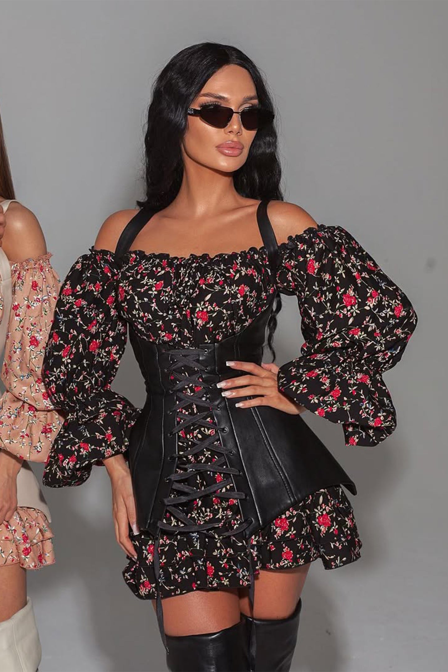 Emma Floral Printed Corset Mini Dress