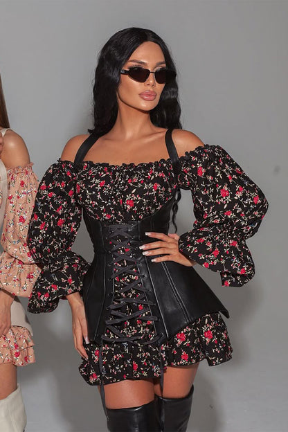 Emma Floral Printed Corset Mini Dress