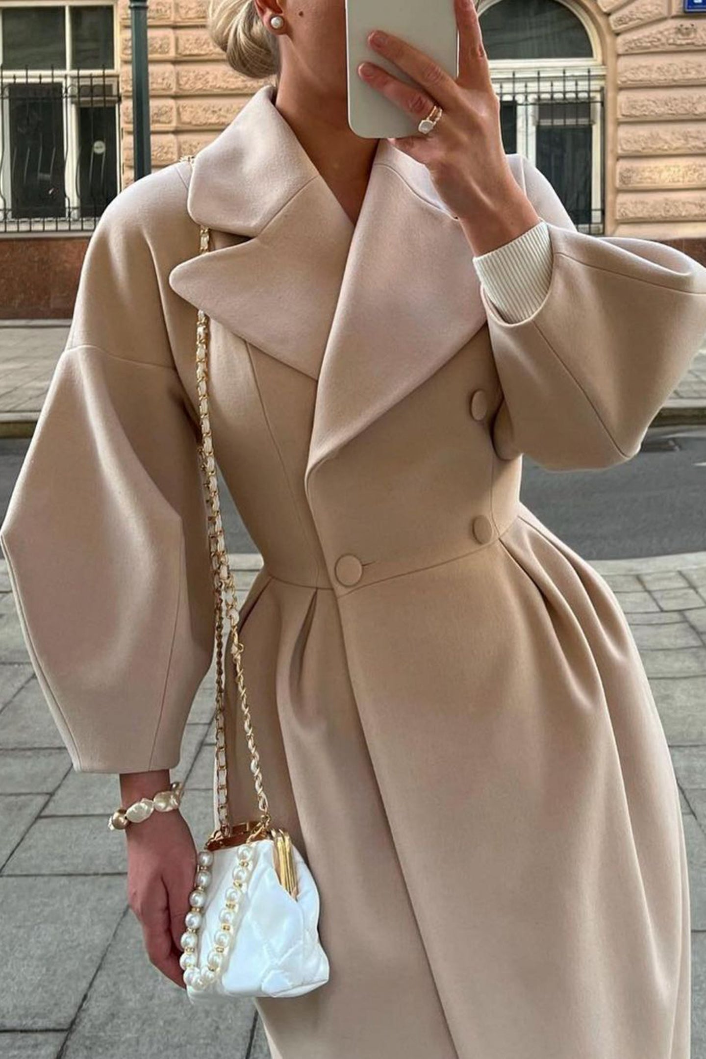 Renata Double-breasted Lantern Sleeve Coat