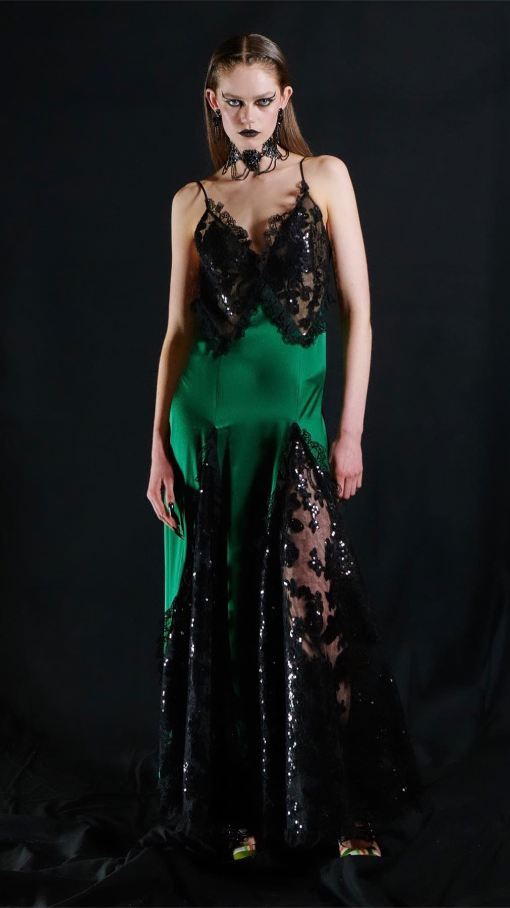 Susanna V-neck Sequin Embellished Maxi Dress