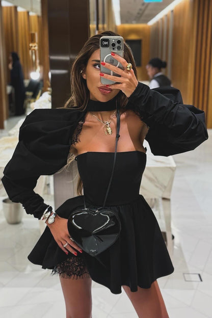 Bertha Puff Sleeve Mini Dress Set