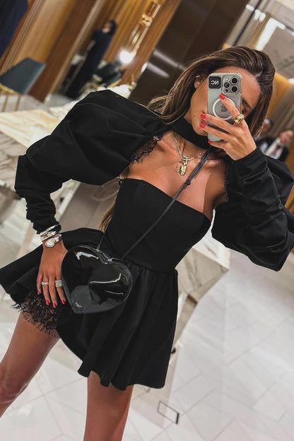 Bertha Puff Sleeve Mini Dress Set