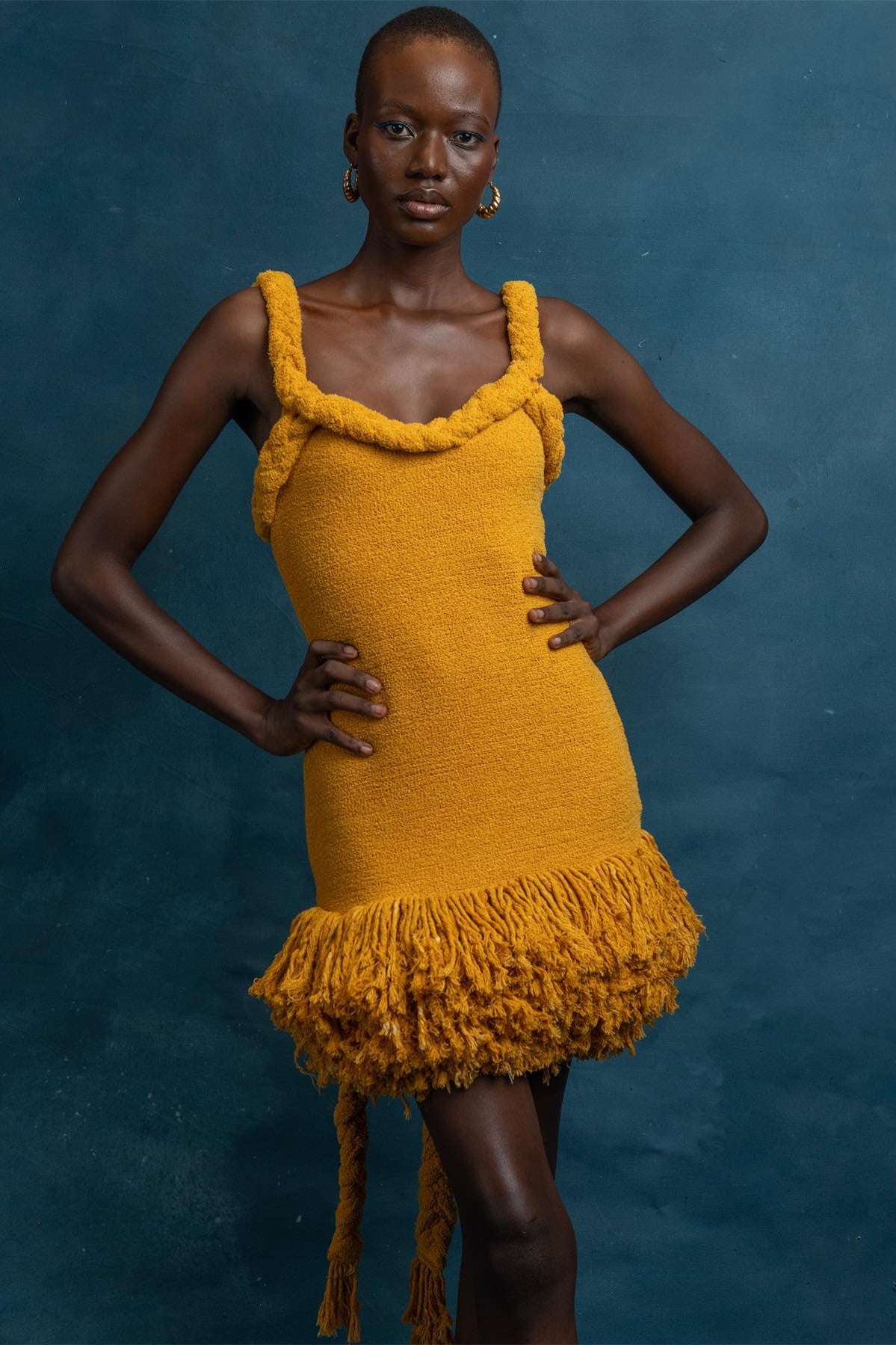 Vera Halter Tassel Mini Knit Dress