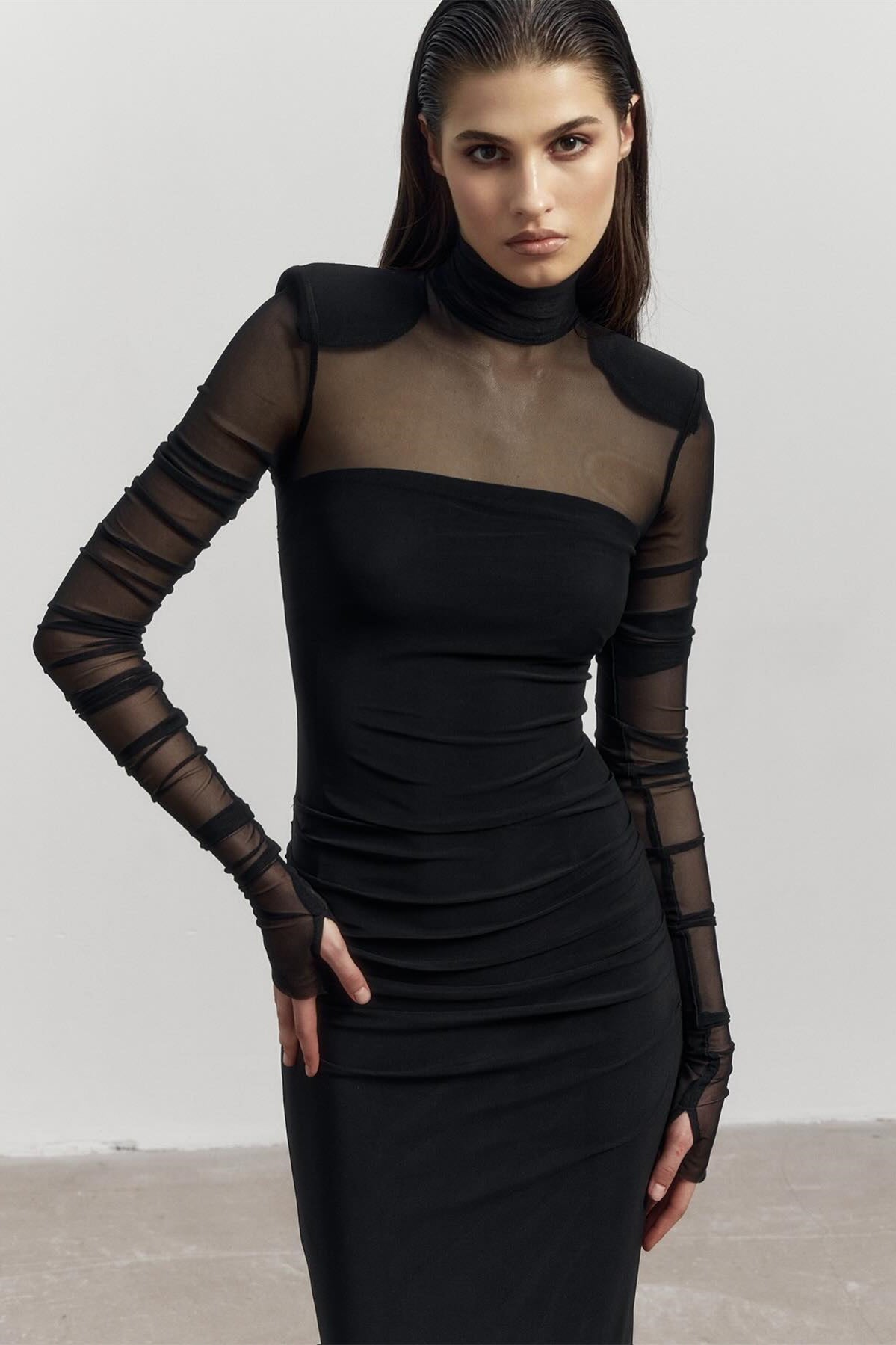 Virginia Long Sleeve Semi-sheer Maxi Dress