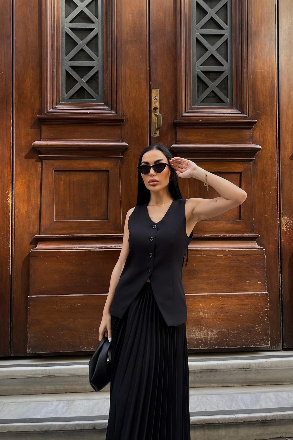 Salome Vest Pleated Skirt Set