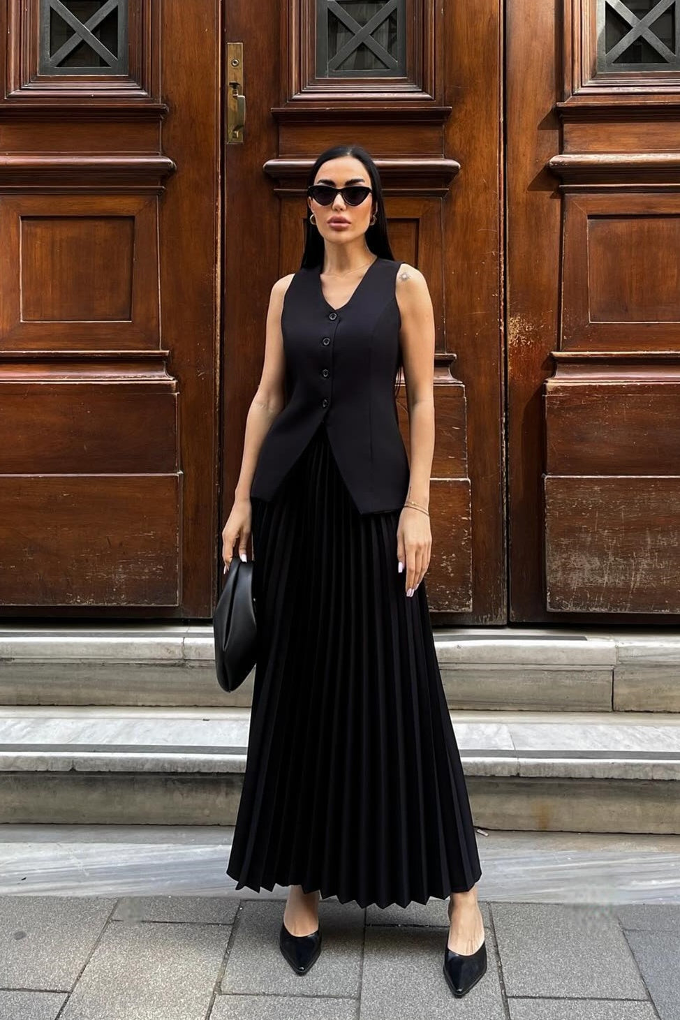 Salome Vest Pleated Skirt Set