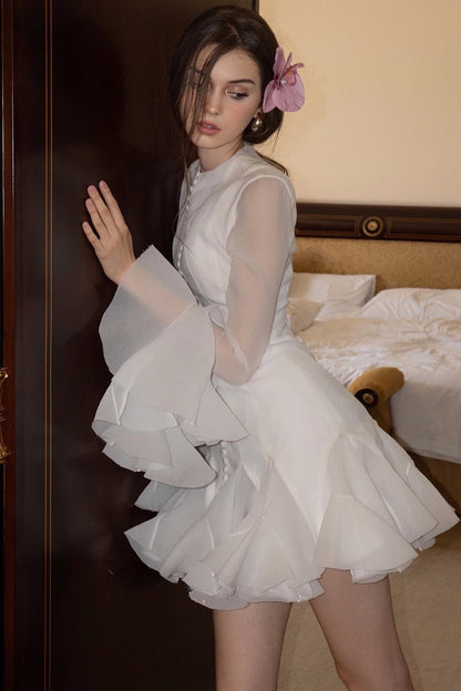 Leila Semi-sheer Flare Mini Dress