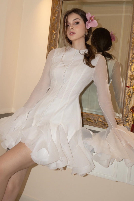 Leila Semi-sheer Flare Mini Dress