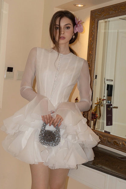 Leila Semi-sheer Flare Mini Dress