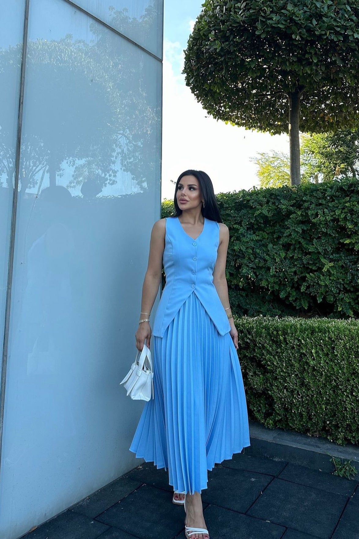 Salome Vest Pleated Skirt Set