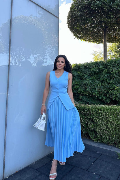 Salome Vest Pleated Skirt Set