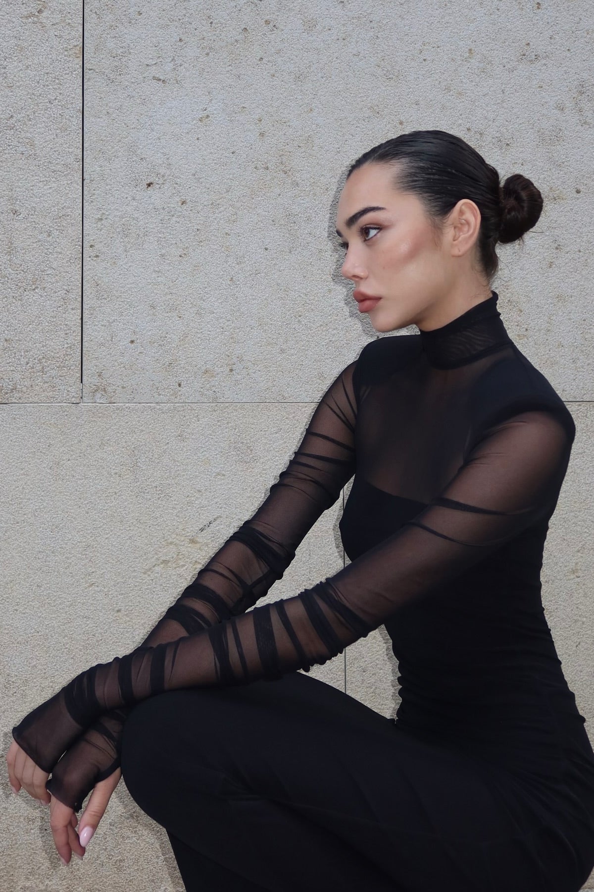 Virginia Long Sleeve Semi-sheer Maxi Dress