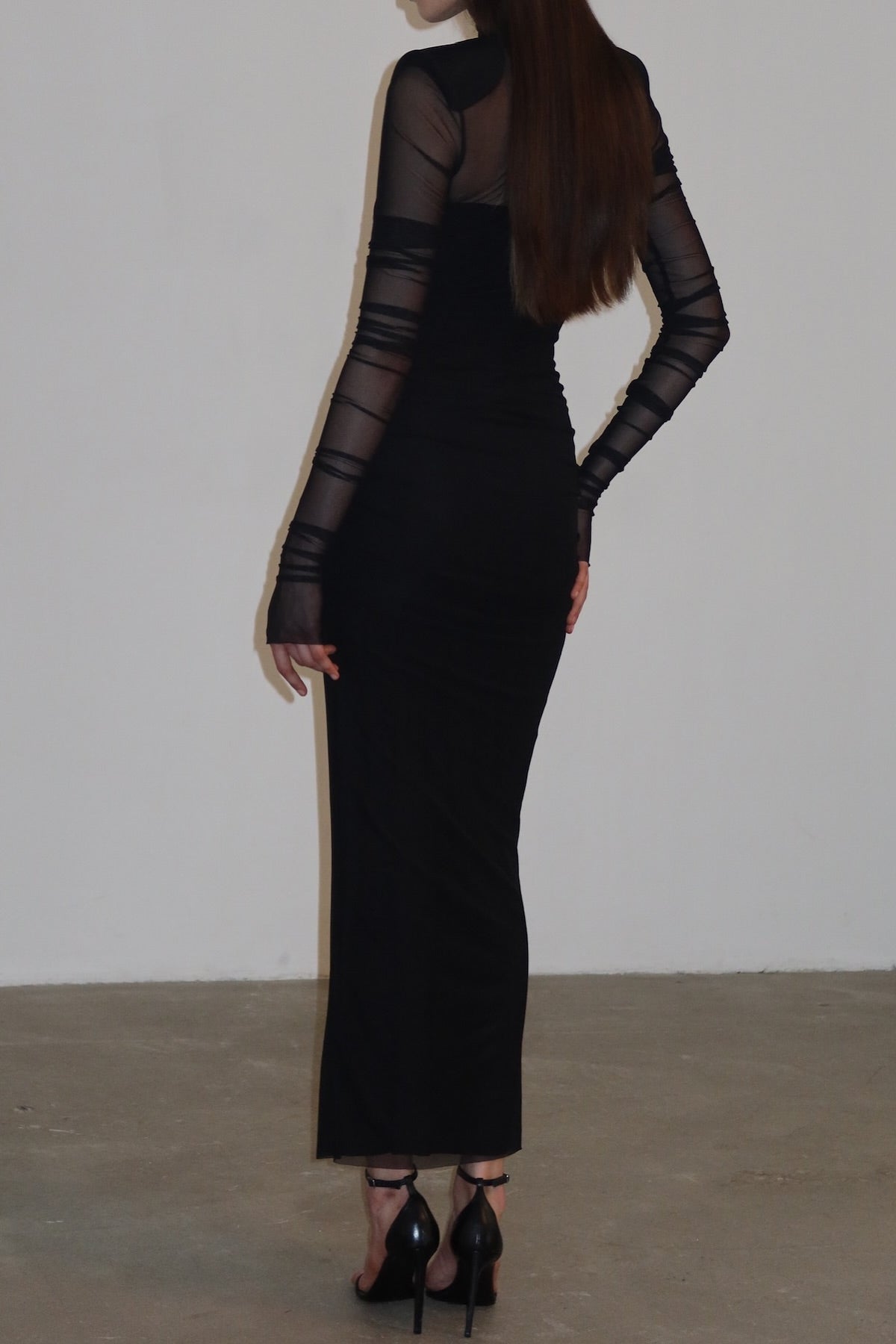 Virginia Long Sleeve Semi-sheer Maxi Dress