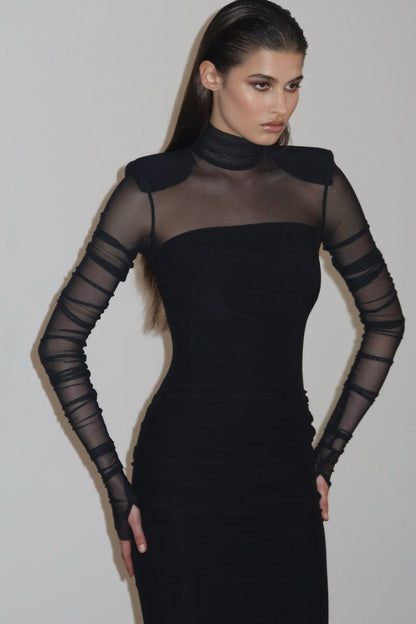 Virginia Long Sleeve Semi-sheer Maxi Dress