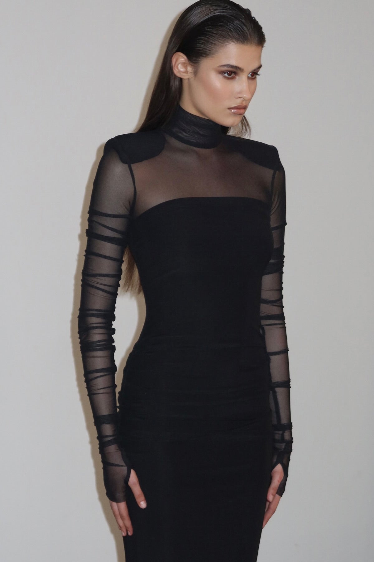 Virginia Long Sleeve Semi-sheer Maxi Dress