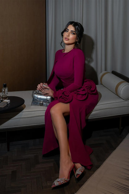 Anastasia Floral Cape Maxi Slit Dress