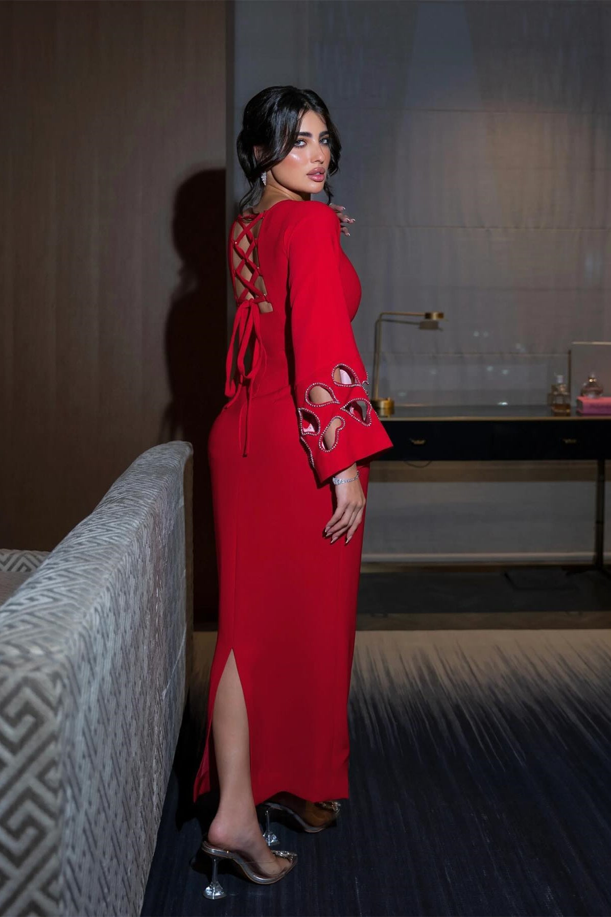 Sharon Long Sleeve Hollow Maxi Dress