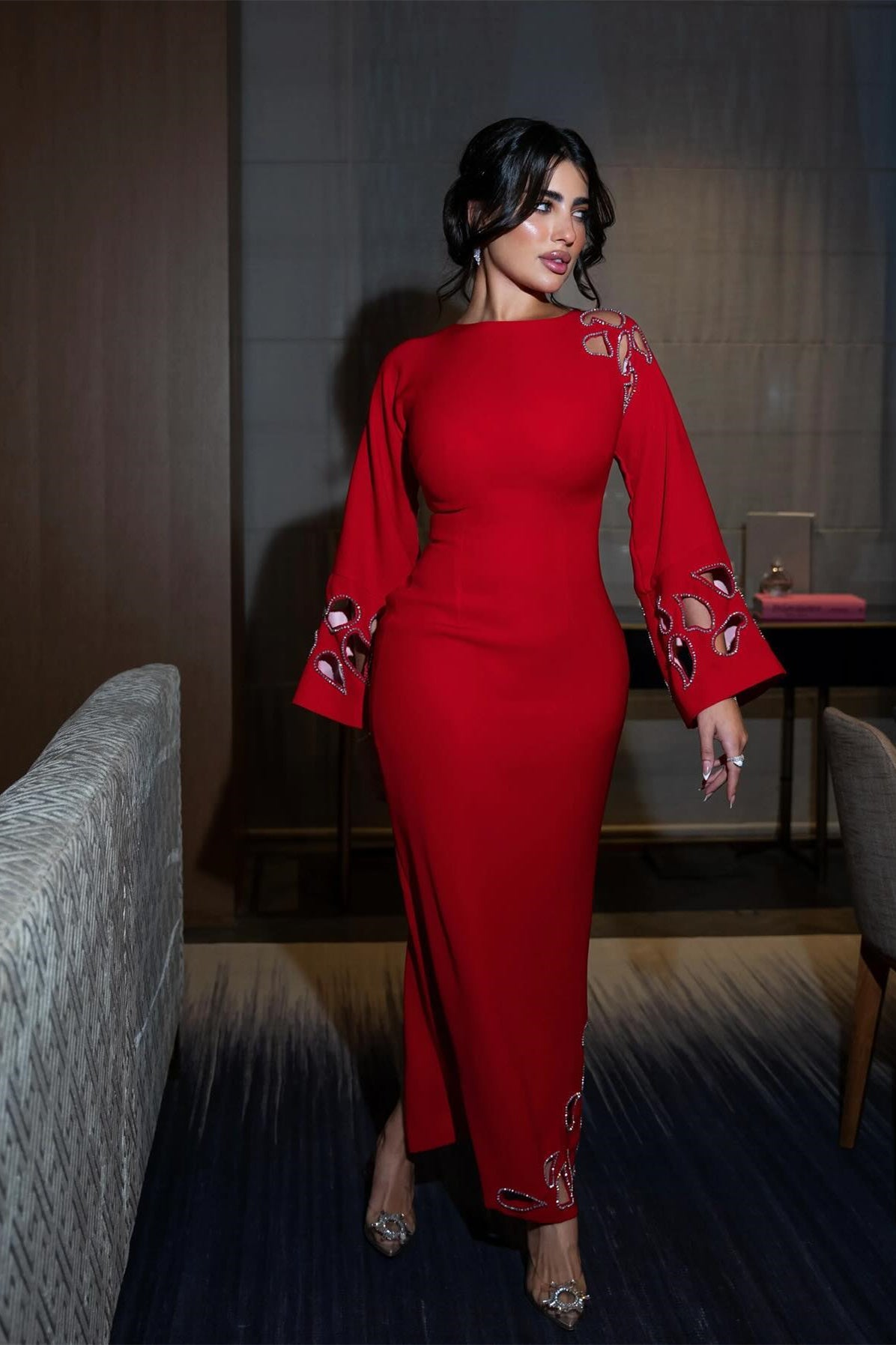 Sharon Long Sleeve Hollow Maxi Dress