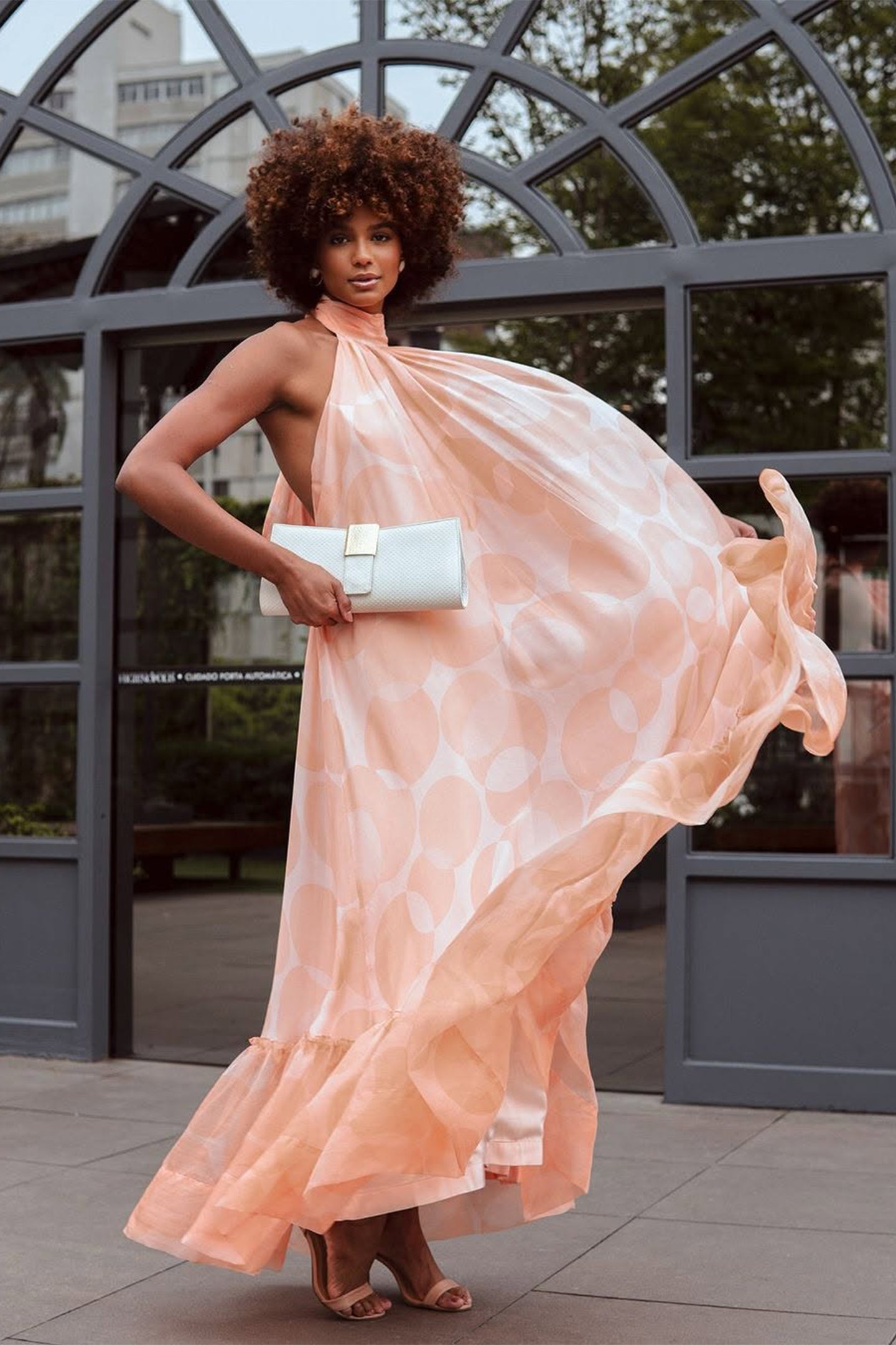 Stephanie Printed Halter Neck Maxi Dress