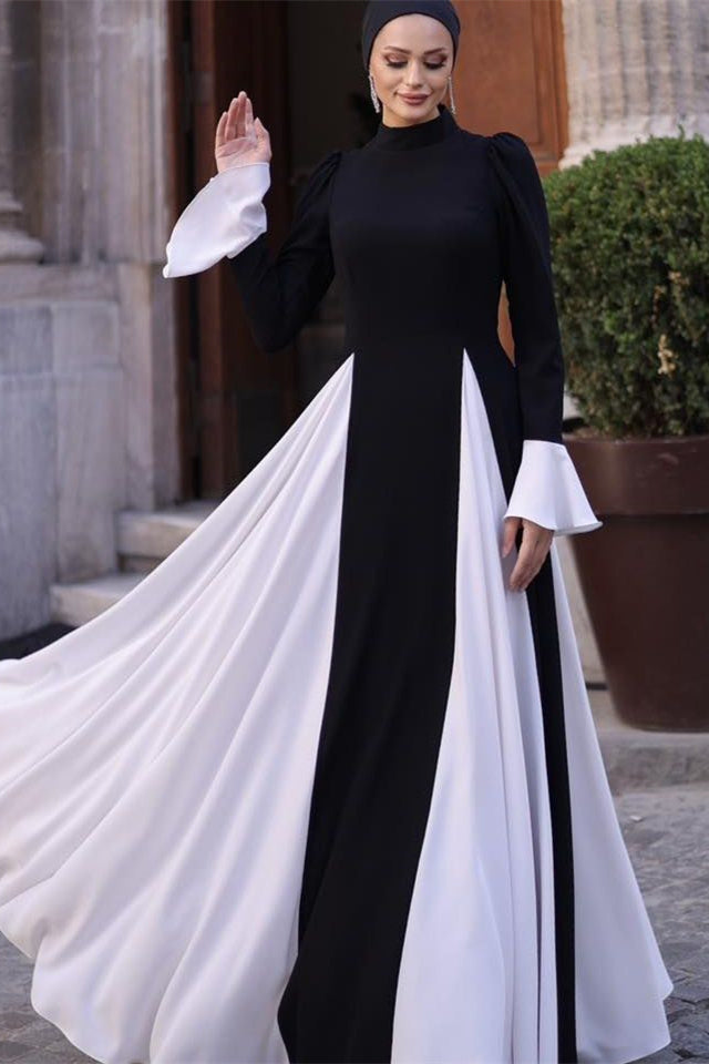 Aurora Color Block Ruffle Maxi Dress