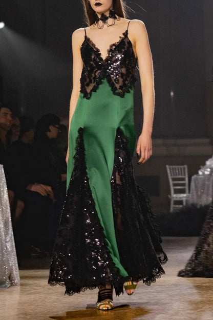 Susanna V-neck Sequin Embellished Maxi Dress