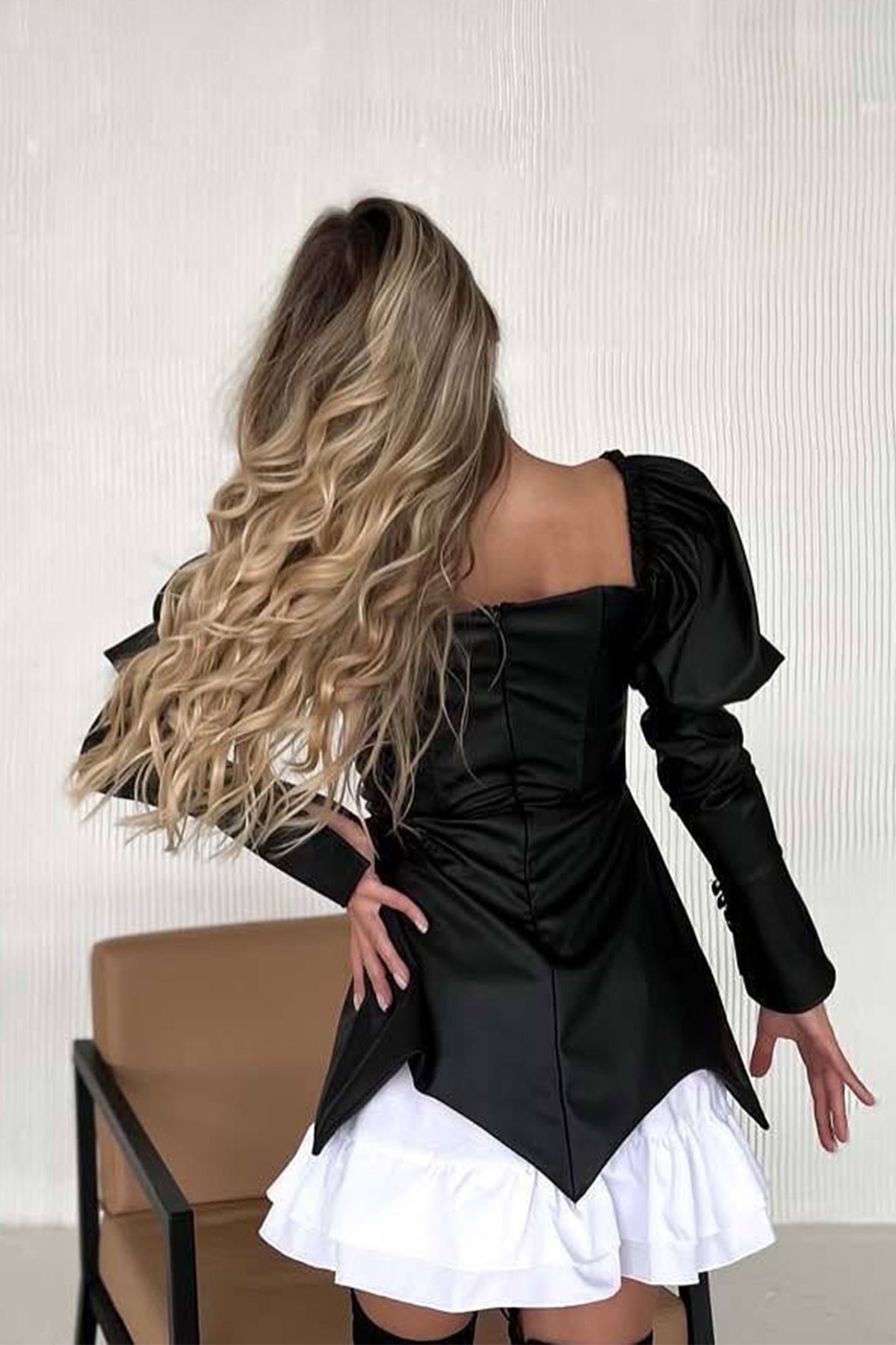 Viola Faux Leather Ruffle Mini Dress