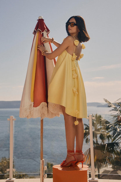 Emma Spaghetti Strap Rose Detail Mini Dress