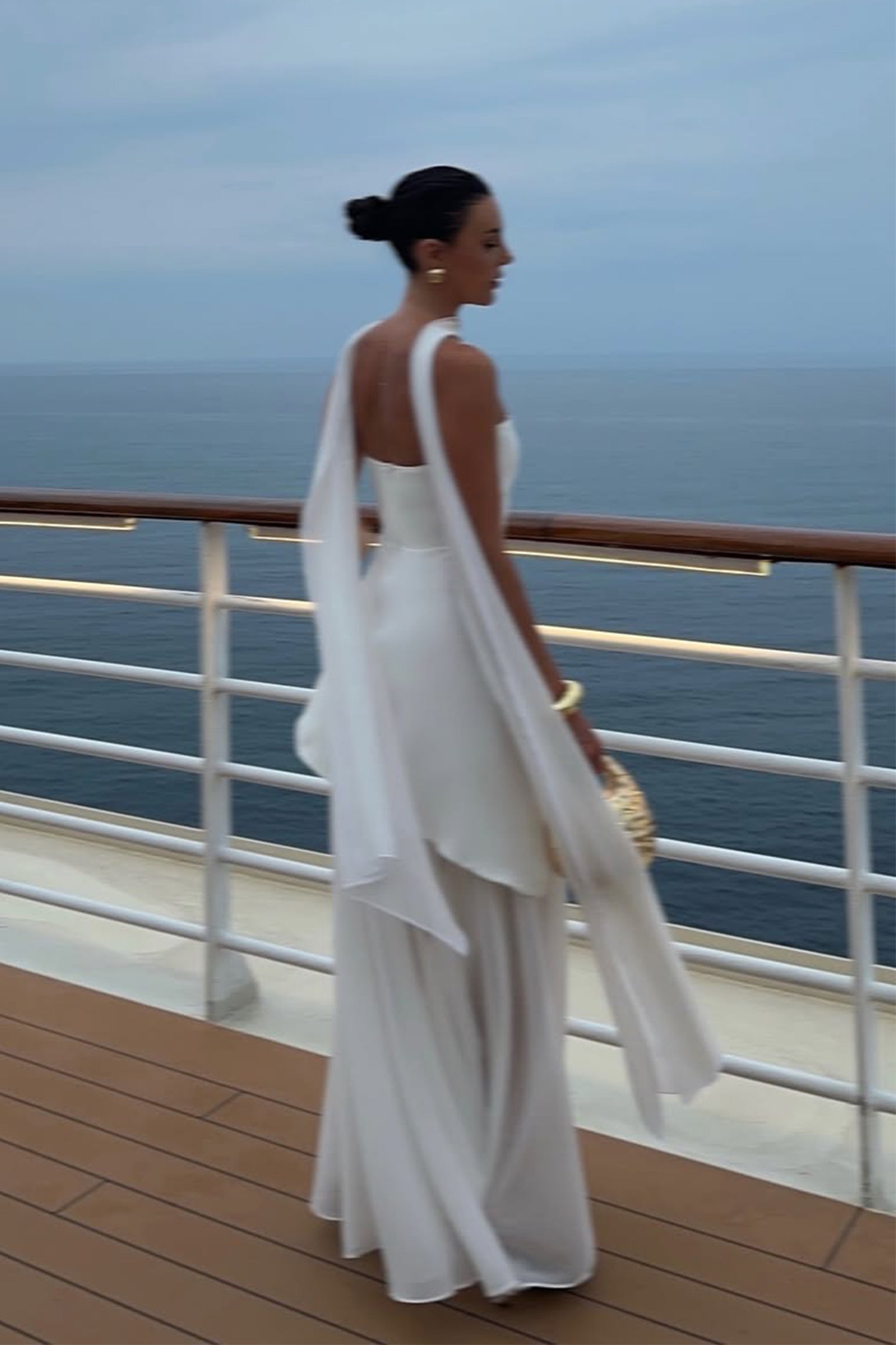 Florence Asymmetrical Chiffon Maxi Dress with Scarf