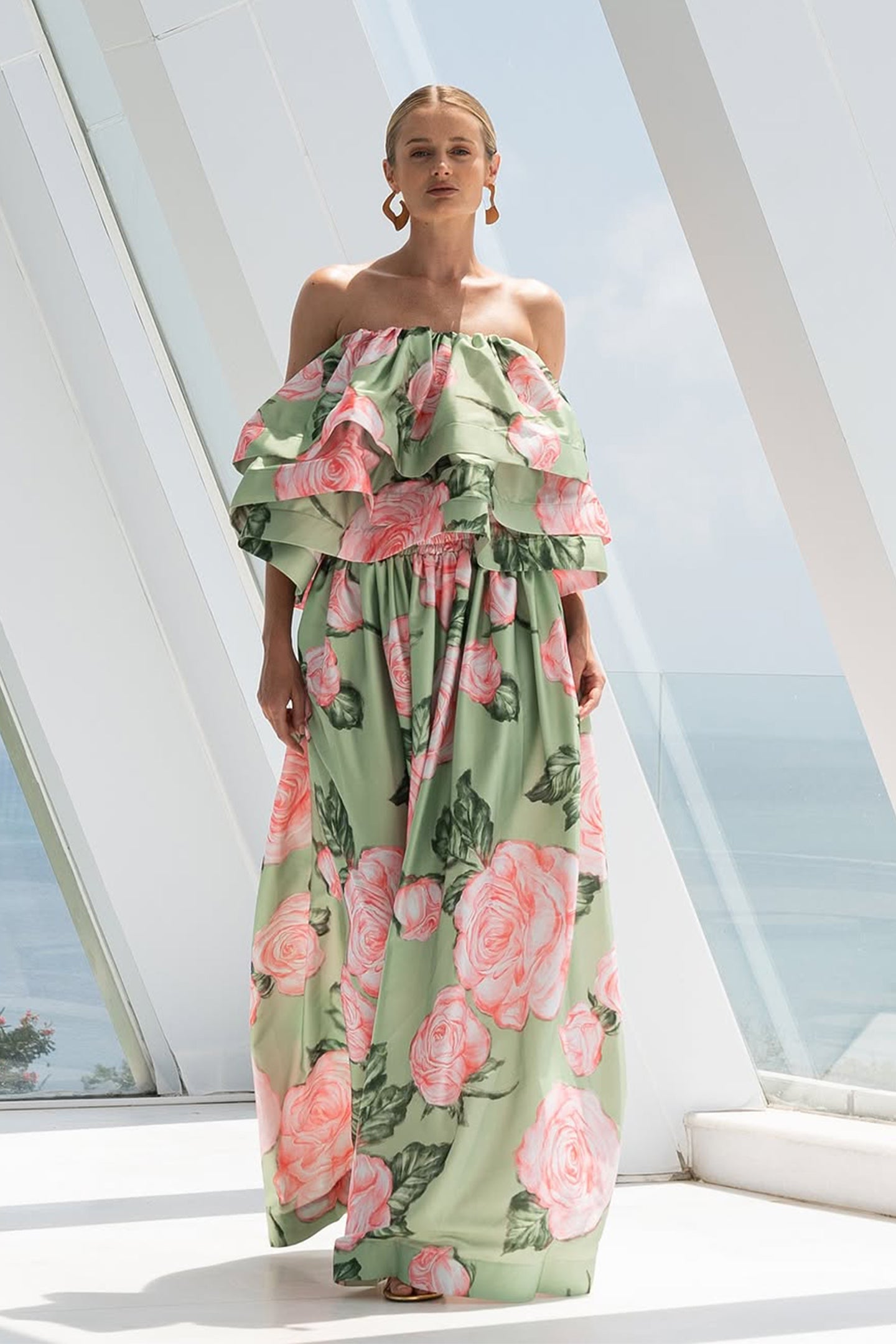 Charlotte Rose Print Strapless Top & Maxi Skirt Set