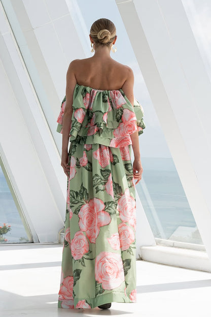 Charlotte Rose Print Strapless Top & Maxi Skirt Set