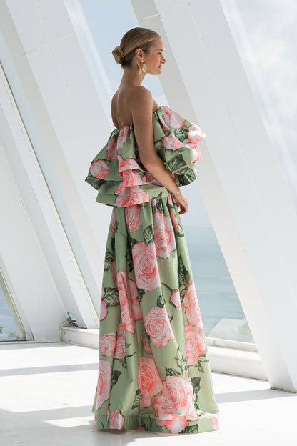 Charlotte Rose Print Strapless Top & Maxi Skirt Set