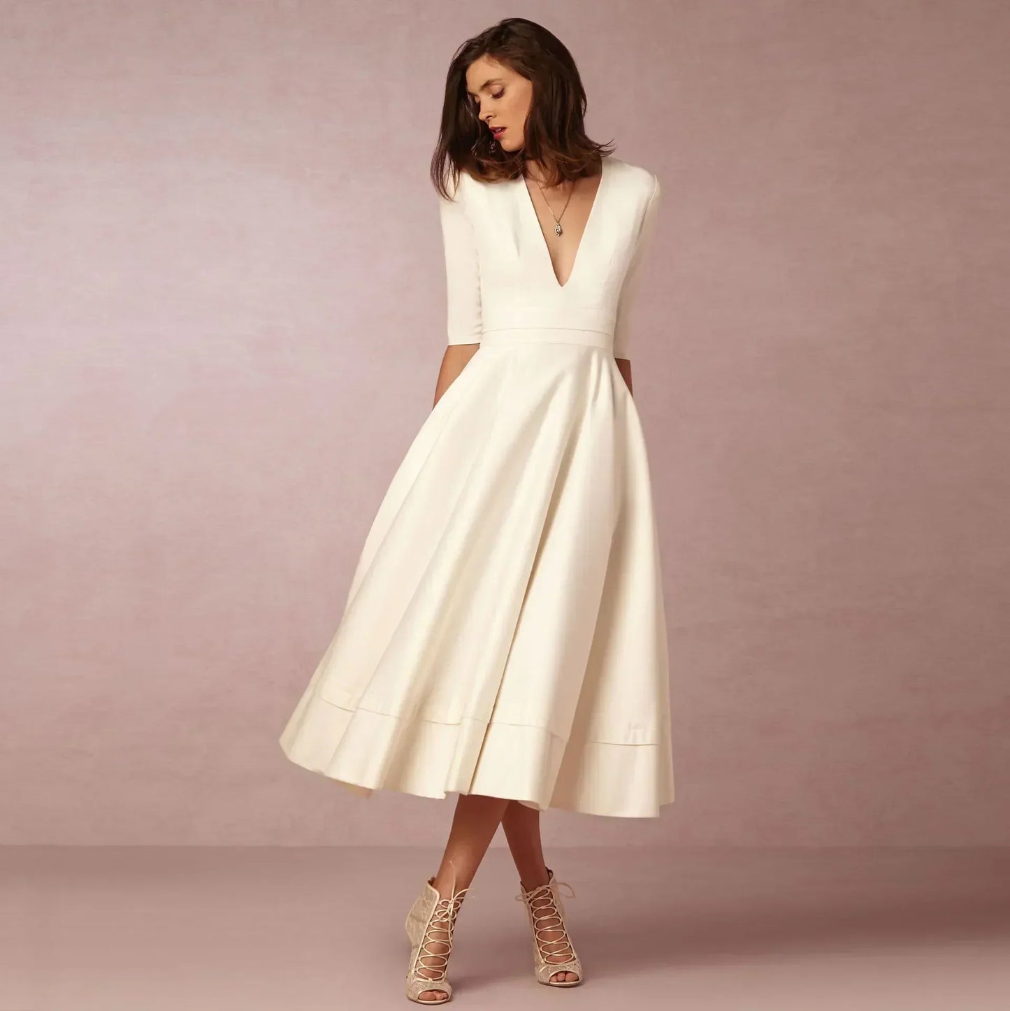 Paige | Women Ivoire Midi Dress Fitted Elegant Cut