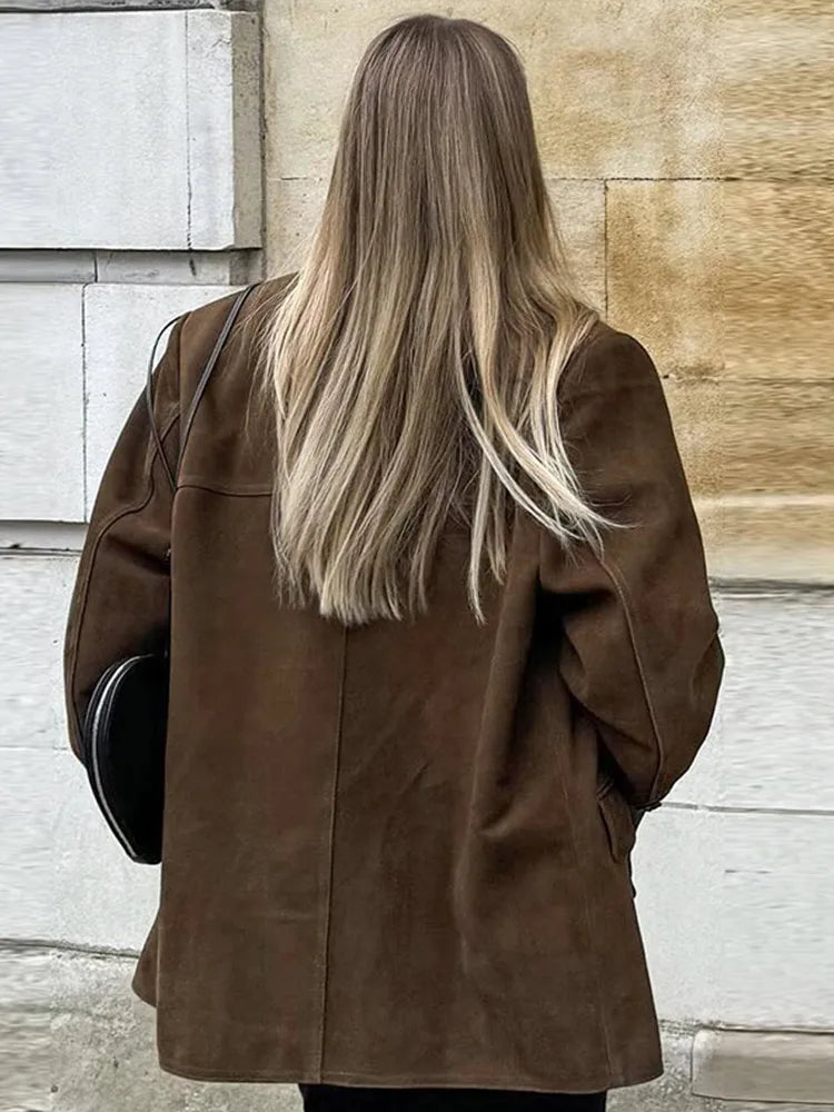 Fashion Turn Down Collar Suit Jacket for Women Casual Long Sleeve Single Breasted Female Coats 2024 Autumn Office Ladies Suits
