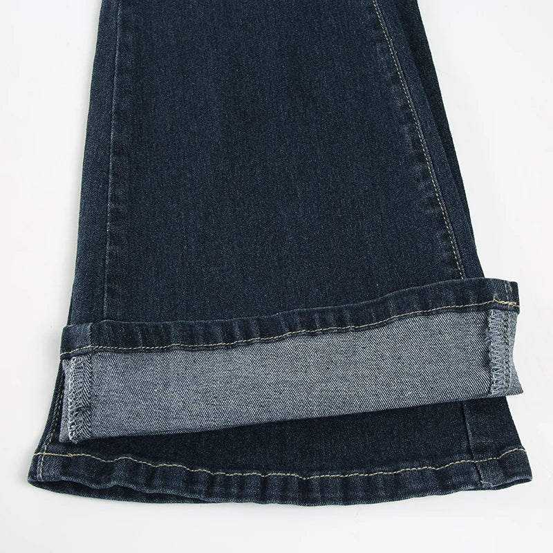 Vintage y2k Flared Jeans Retro Button-up Low Rise Casual Denim Pants Harajuku 2000s Trousers Basic Aesthetic Mom Jeans