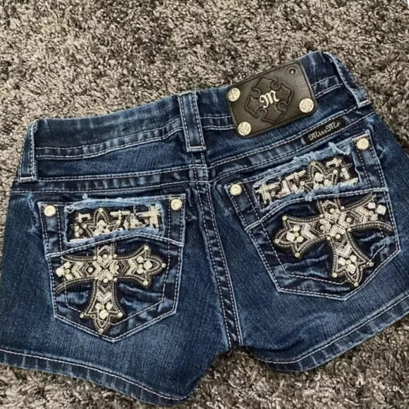 Animated Stitched Denim Short