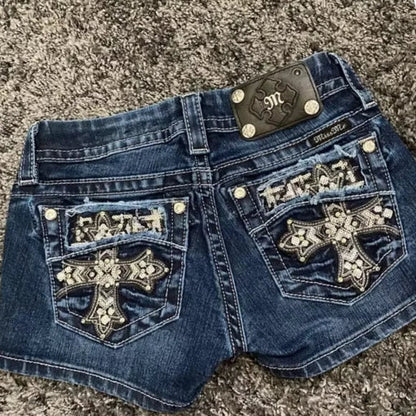Animated Stitched Denim Short