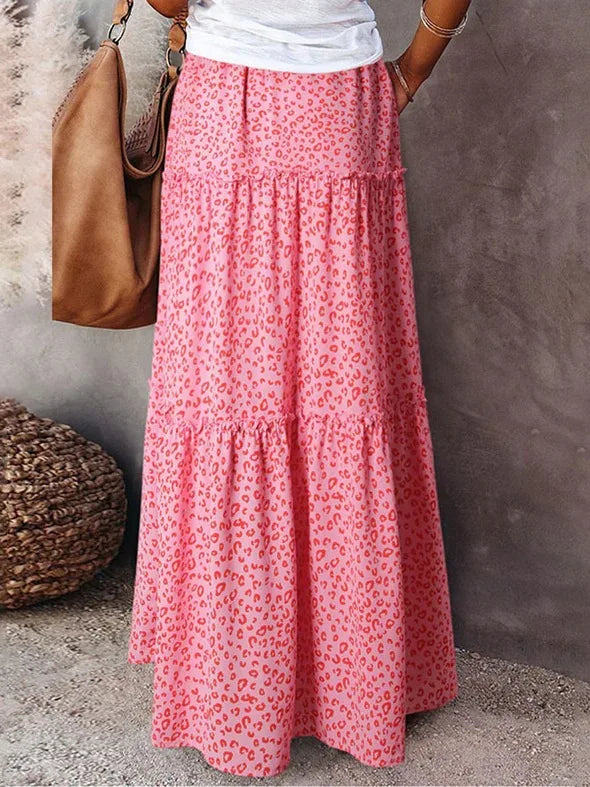 Retro Bohemian Spring Floral A-Line High Waist Maxi Skirt