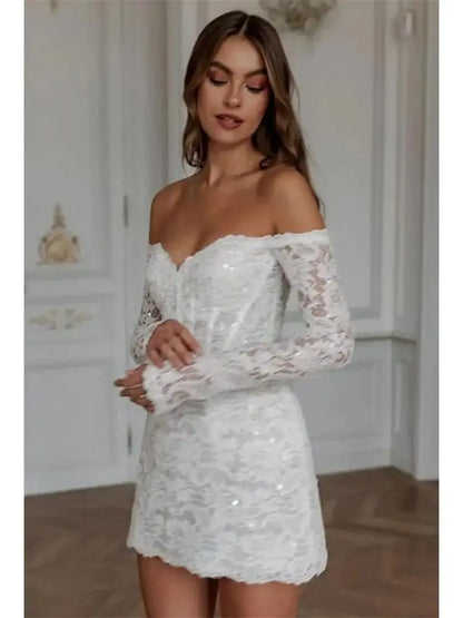 Long Sleeve Lace Embroidery Vacation Dress