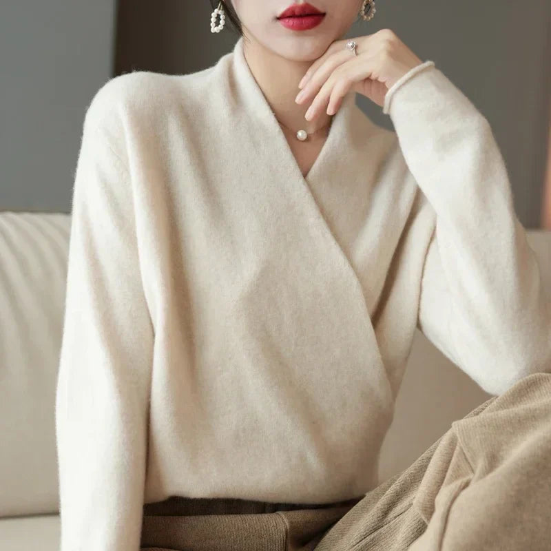 | Women's Wrap Neck Knit Top