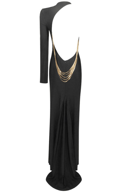 Maria One Shoulder Snake Chain Maxi Dress