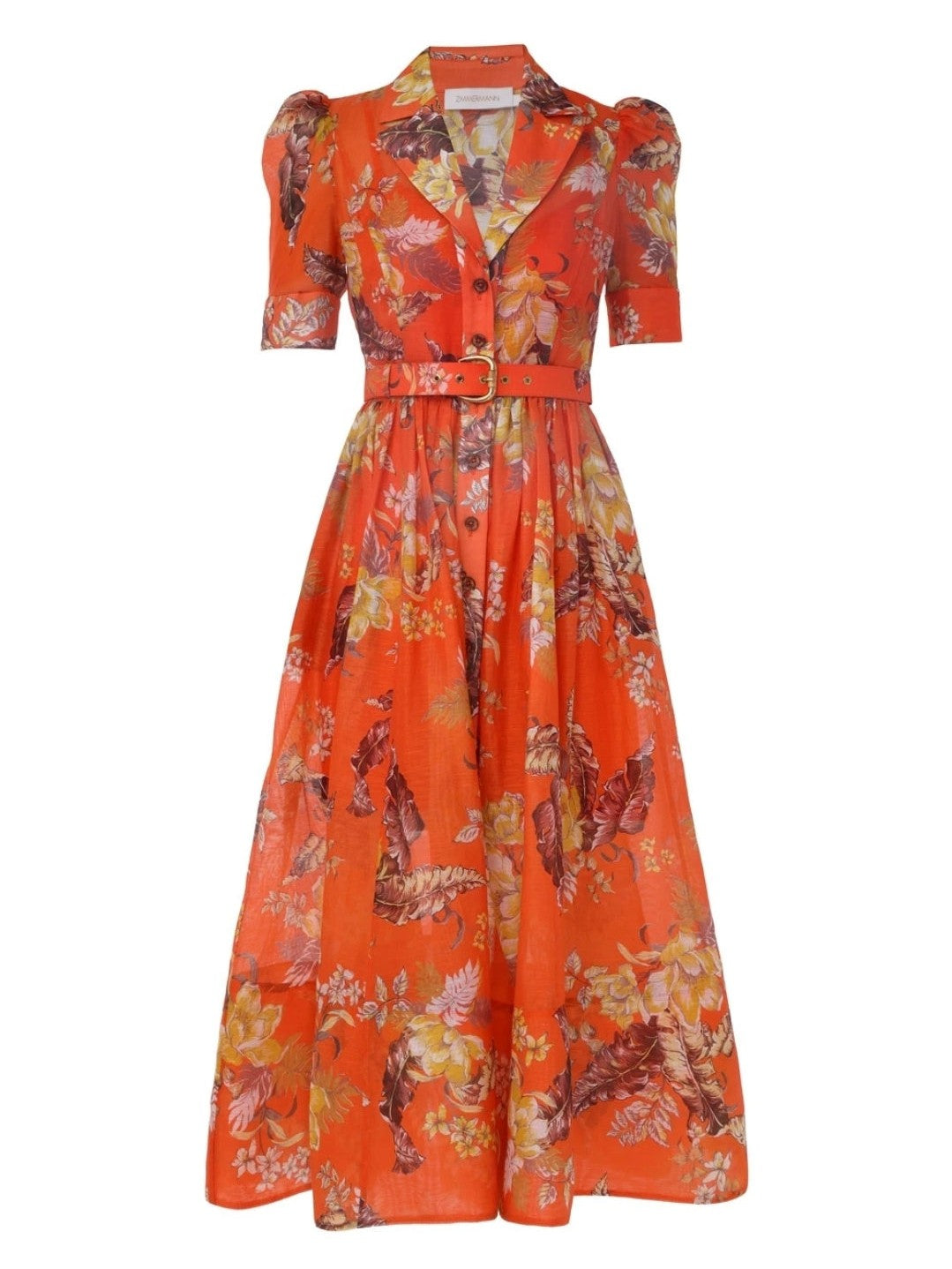 Red & Green Floral VIntage Print Maxi Dress with Belt