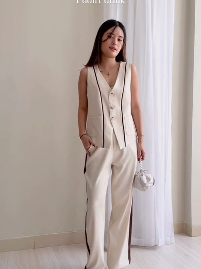 Striped Waistcoat Vest & Pants Coord Set