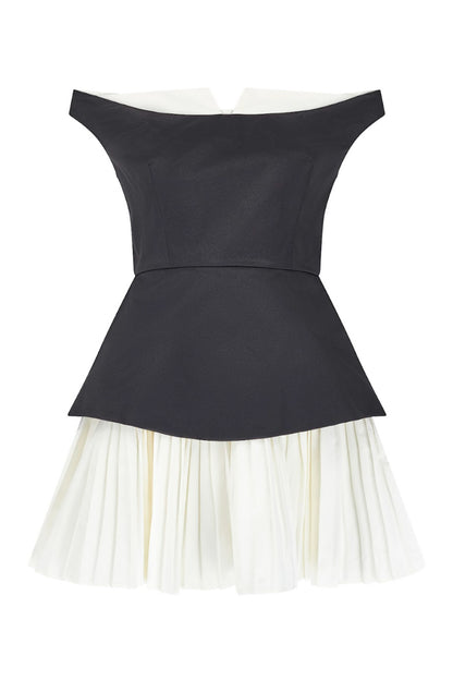 Bertha Color Block Off Shoulder Mini Dress