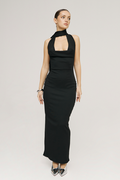 Sophia Halter Neck Backless Maxi Dress