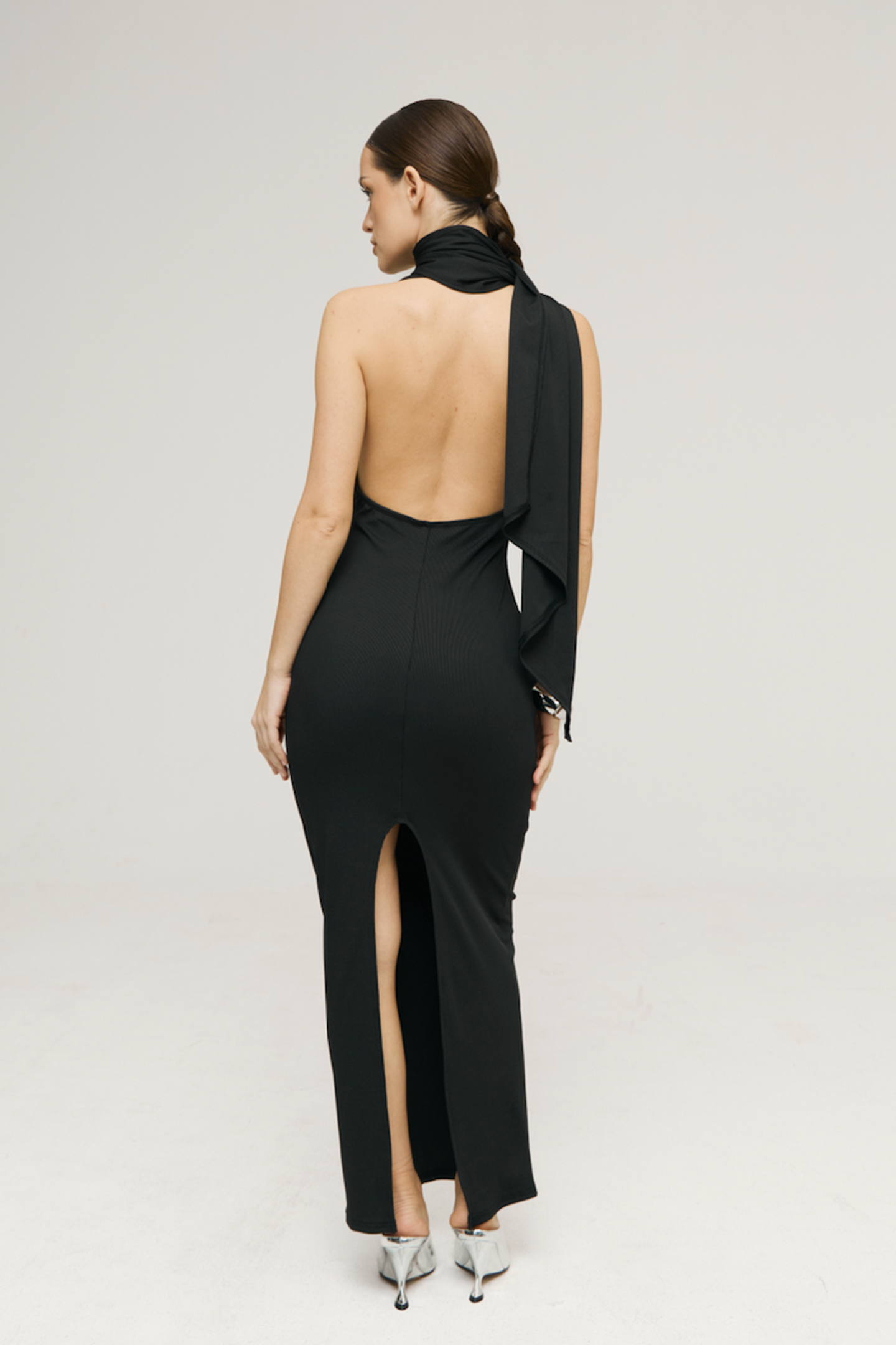 Sophia Halter Neck Backless Maxi Dress
