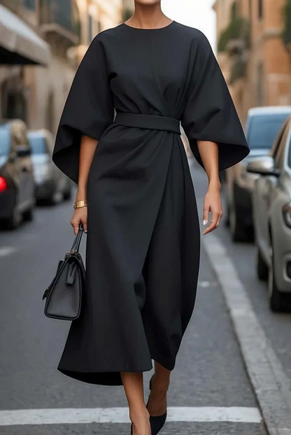 Grace | Elegant Dress with Lantern Sleeves and Belt