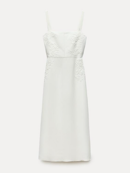 Spaghetti Strap Embroidred Midi Dress
