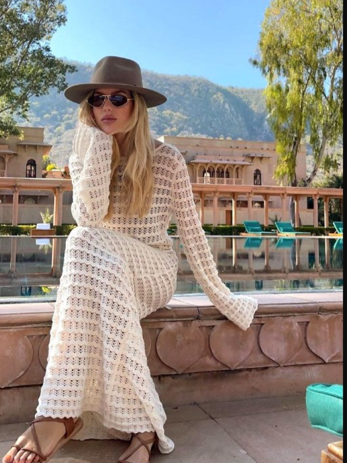 Pele Hollow Out Cutout Holiday Beach Maxi Dress